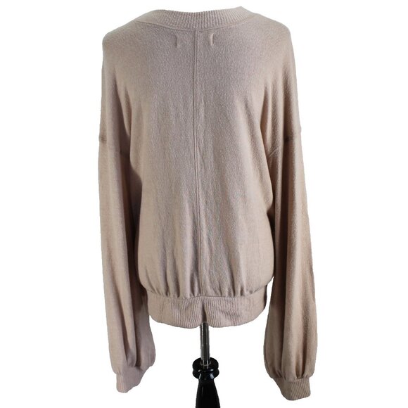 Free People Beach Pullover Top Womens Sz M Tan Long Bishop Sleeve Drop Shoulder - Picture 5 of 7